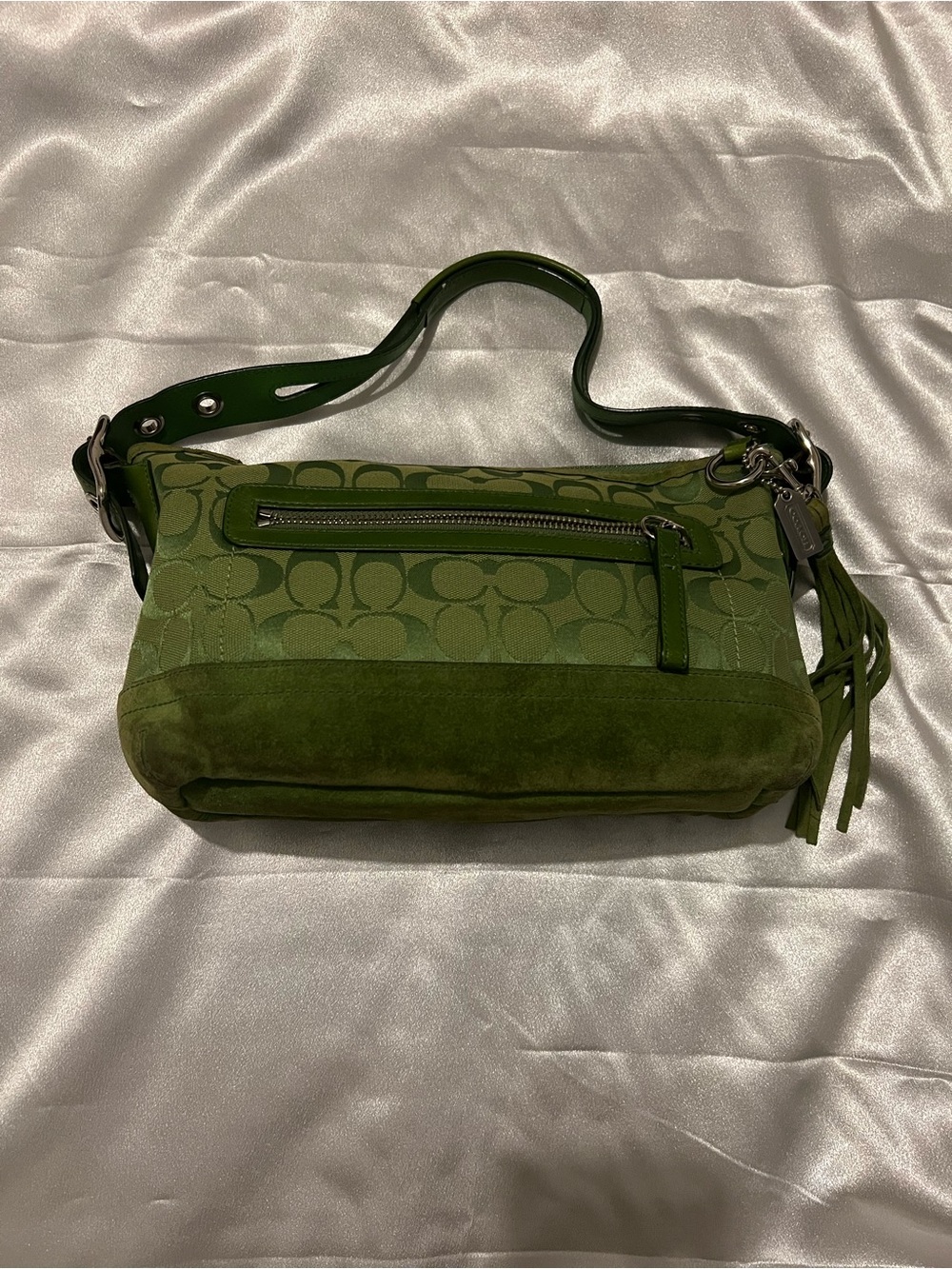 Coach Green Signature Jacquard Shoulder Bag - Picture 3 of 8
